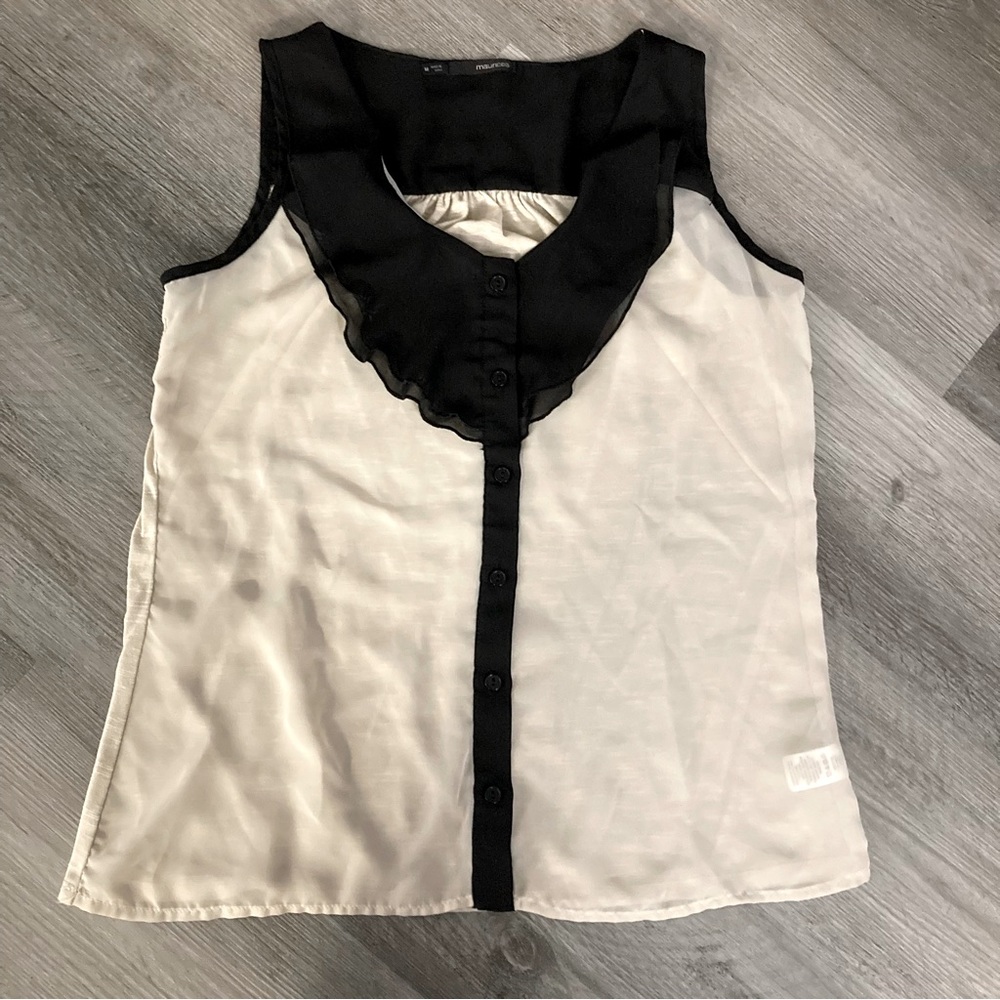 Maurice’s sheer ruffle sleeveless blouse
